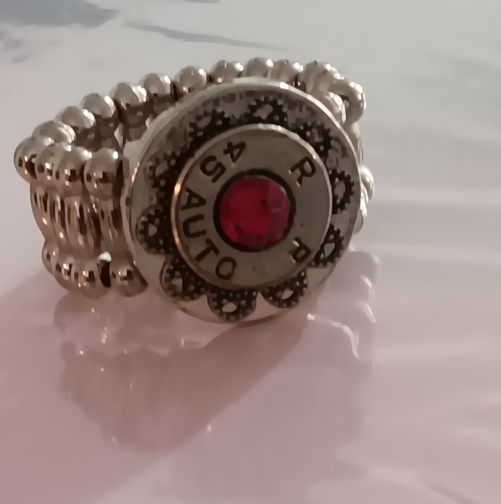 Bullet Casing Ring w Red Gemstone - Picture 6 of 6